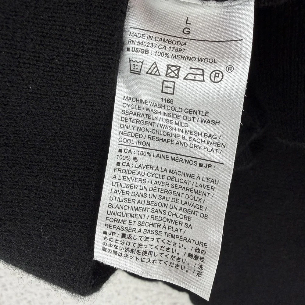 Banana Republic Sweater Mens Large‎ Black Merino Wool Turtleneck Knit Pullover
